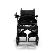 ComfyGo X-6 electric wheelchair, black frame, straight-on front view