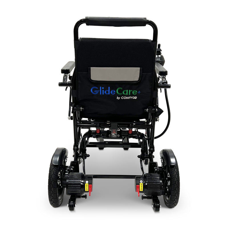ComfyGo G5 foldable electric wheelchair, black, rear view