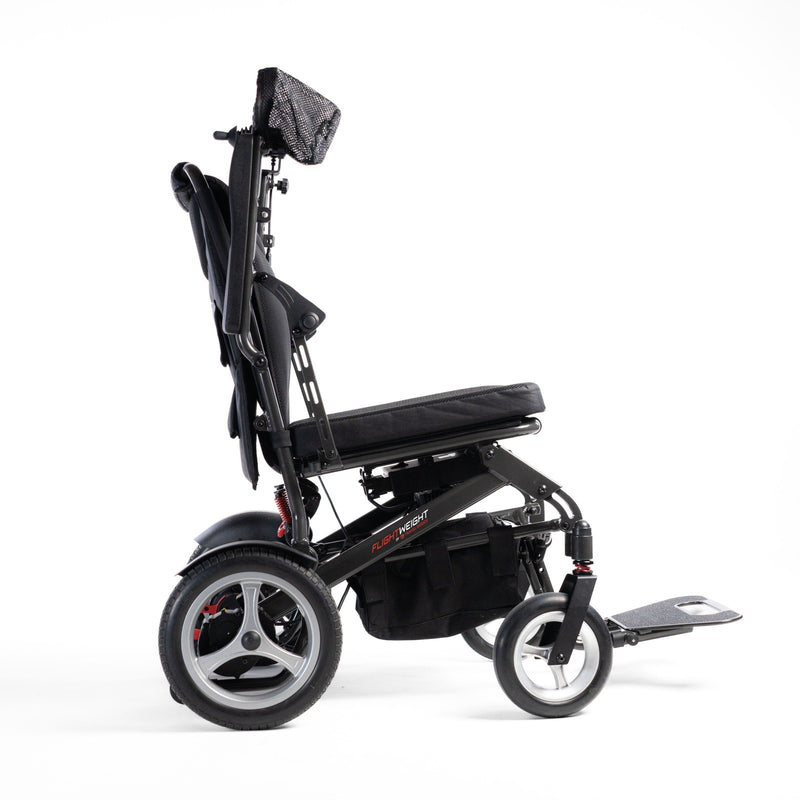 Travel Buggy DASH 3 folding electric wheelchair, side view with armrests raised