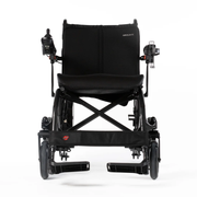 Travel Buggy Aerolux 2C folding power chair, carbon black, front view