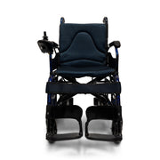 ComfyGo X-6 electric wheelchair, blue frame, straight-on front view