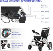 Lightweight Compact Folding Electric Motorized Wheelchair for Adults