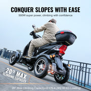 Uimoso Heavy Duty 4-Wheel Mobility Scooters 40Miles 3-Speed 500W 450Lbs Capacity