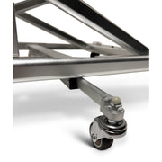 Close-up of a GO-Lift caster wheel and frame