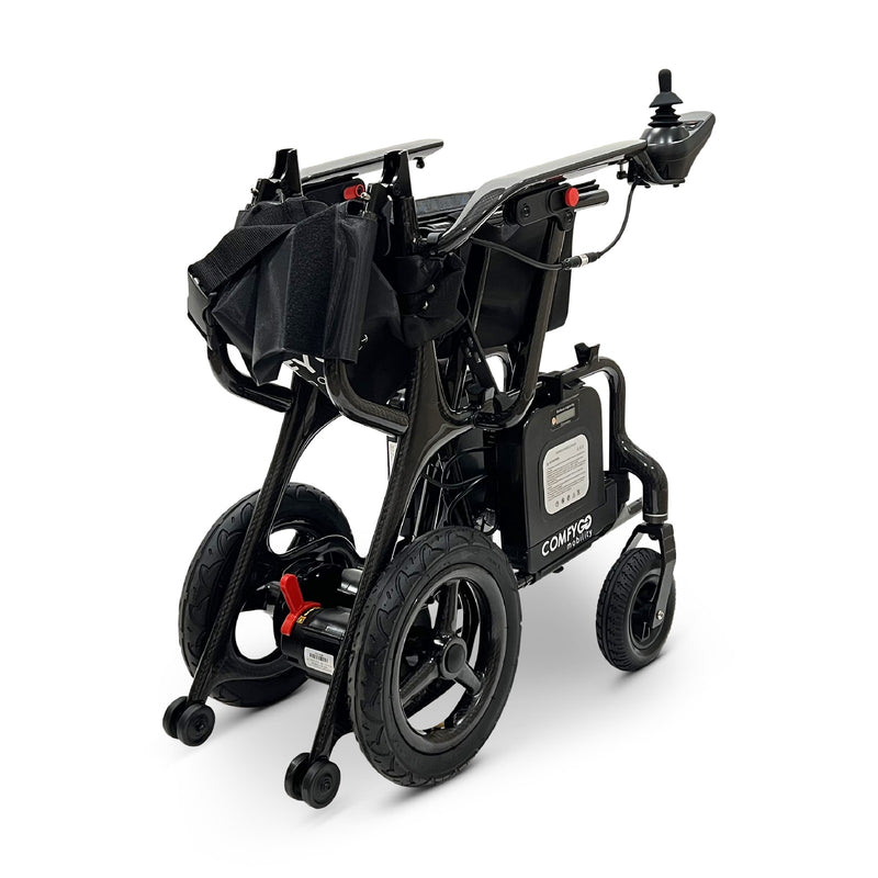 ComfyGo Phoenix carbon fiber electric wheelchair, folded for storage and transport