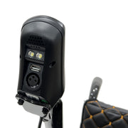 Close-up of the Phoenix electric wheelchair joystick controller with built-in lights