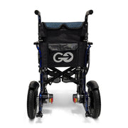 ComfyGo X-6 electric wheelchair, blue frame, rear view