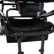 Close-up of the Travel Buggy DASH 3 under-seat storage compartment and frame