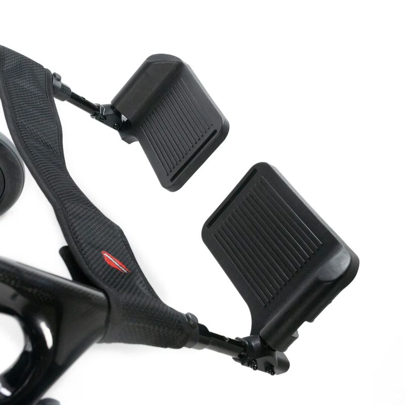 Travel Buggy Aerolux 2C folding power chair, footrest close-up