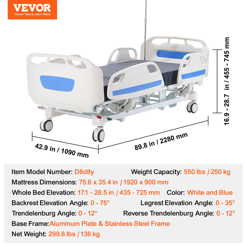 Uimoso Premium Function Full Electric Hospital Bed ICU Medical Bed 440/550 Loads