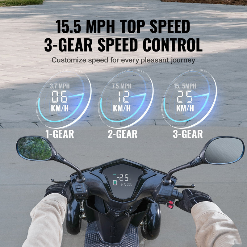 Uimoso Heavy Duty 4-Wheel Mobility Scooters 40Miles 3-Speed 500W 450Lbs Capacity