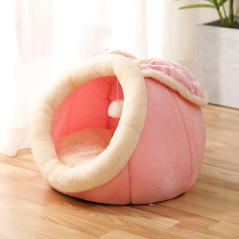 Cozy Cat Nest Bed – Soft Plush, Semi-Enclosed Design