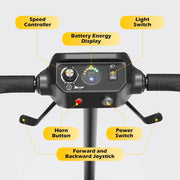Upgrade 4 Wheels Mobility Scooter with Removable Battery, Compact Heavy Duty Mobile for Travel, Foldable Powered Wheelchair for Adult, 330Lbs, Silver