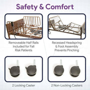Full Electric Hospital Bed Full Package for Home Use Medical Bed - 36" X 80", Dual/Full Adjustment