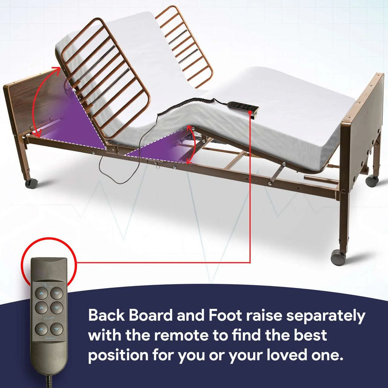 Full Electric Hospital Bed Full Package for Home Use Medical Bed - 36" X 80", Dual/Full Adjustment