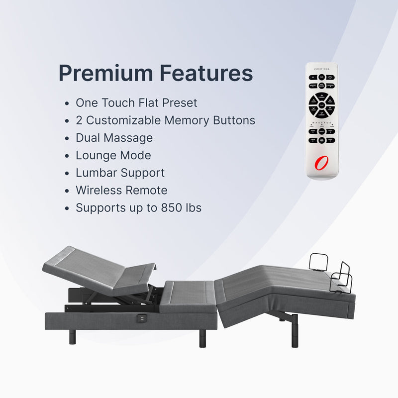 Falcon II Adjustable Bed Base – Massage, Zero Gravity, Wireless Remote