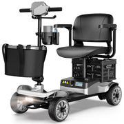 Upgrade 4 Wheels Mobility Scooter with Removable Battery, Compact Heavy Duty Mobile for Travel, Foldable Powered Wheelchair for Adult, 330Lbs, Silver