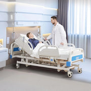 5 Functions Full Electric Hospital Bed ICU Bed for Home and Hospital Use with Thick Mattress & IV Pole