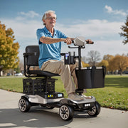 Upgrade 4 Wheels Mobility Scooter with Removable Battery, Compact Heavy Duty Mobile for Travel, Foldable Powered Wheelchair for Adult, 330Lbs, Silver