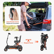 VEVOR 4-Wheel Electric Mobility Scooter Auto Folding Scooter with Remote Control