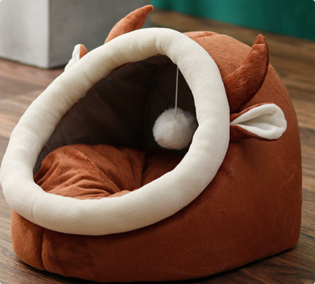Cozy Cat Nest Bed – Soft Plush, Semi-Enclosed Design