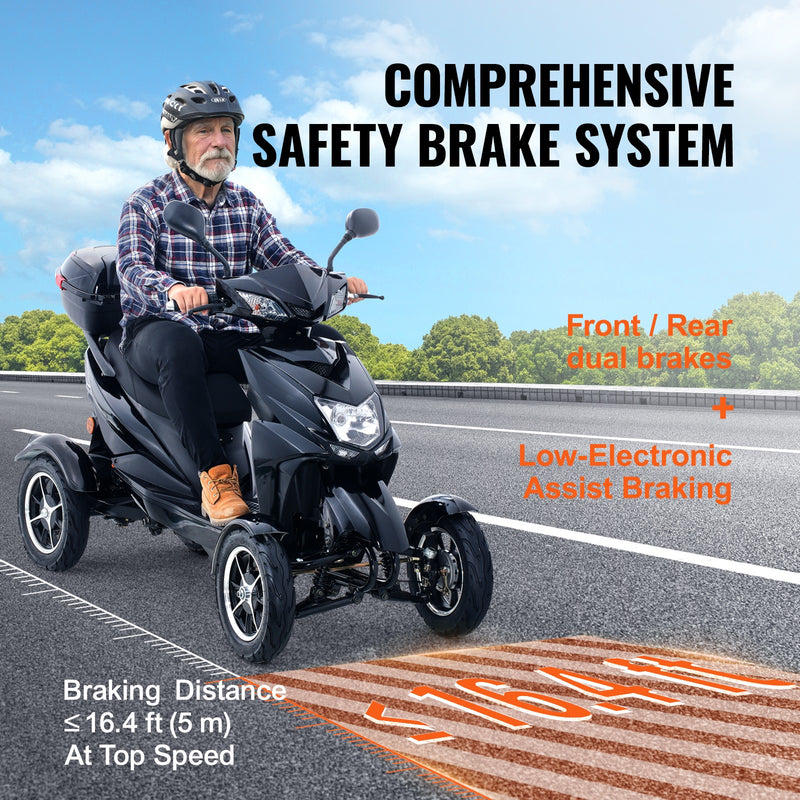 Uimoso Heavy Duty 4-Wheel Mobility Scooters 40Miles 3-Speed 500W 450Lbs Capacity
