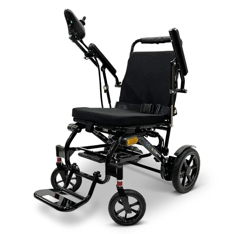 ComfyGo G5 foldable electric wheelchair with armrests raised