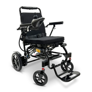 ComfyGo G5 foldable electric wheelchair, black, angled view