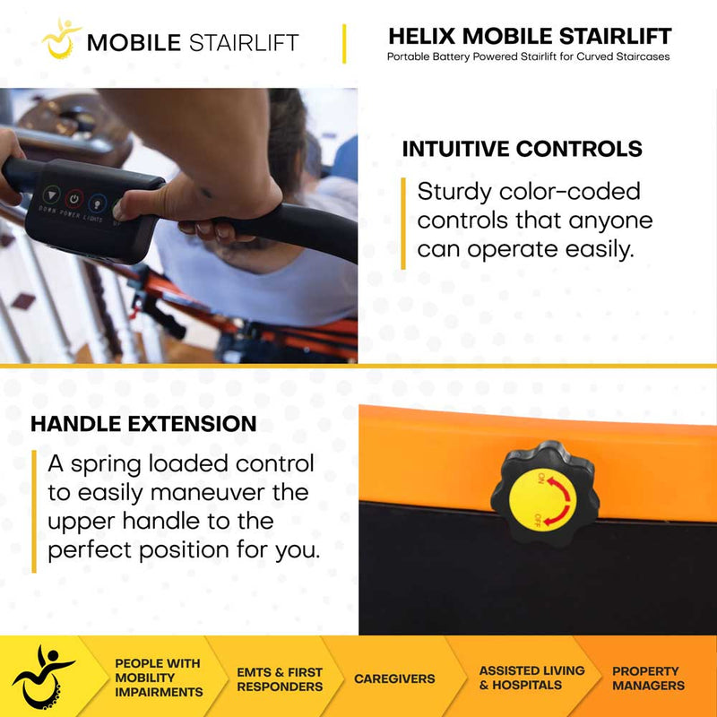 Helix mobile stairlift handles and controls