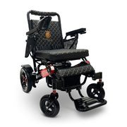 MAJESTIC IQ-7000 Classic electric wheelchair, black frame, standard black cushion and backrest with red stitching