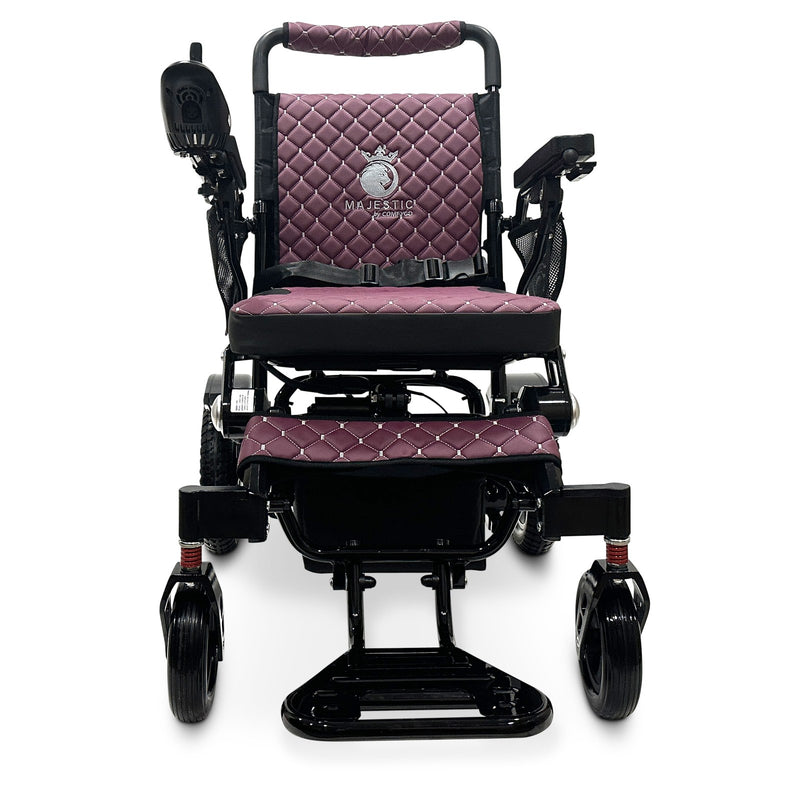 MAJESTIC IQ-7000 Classic electric wheelchair, black frame, purple cushion and backrest