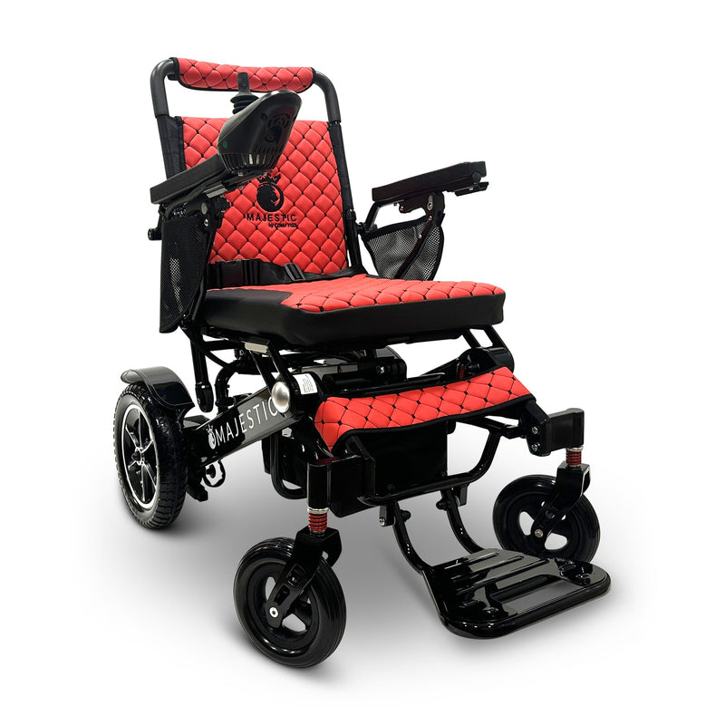 MAJESTIC IQ-7000 Classic electric wheelchair, black frame, red cushion and backrest
