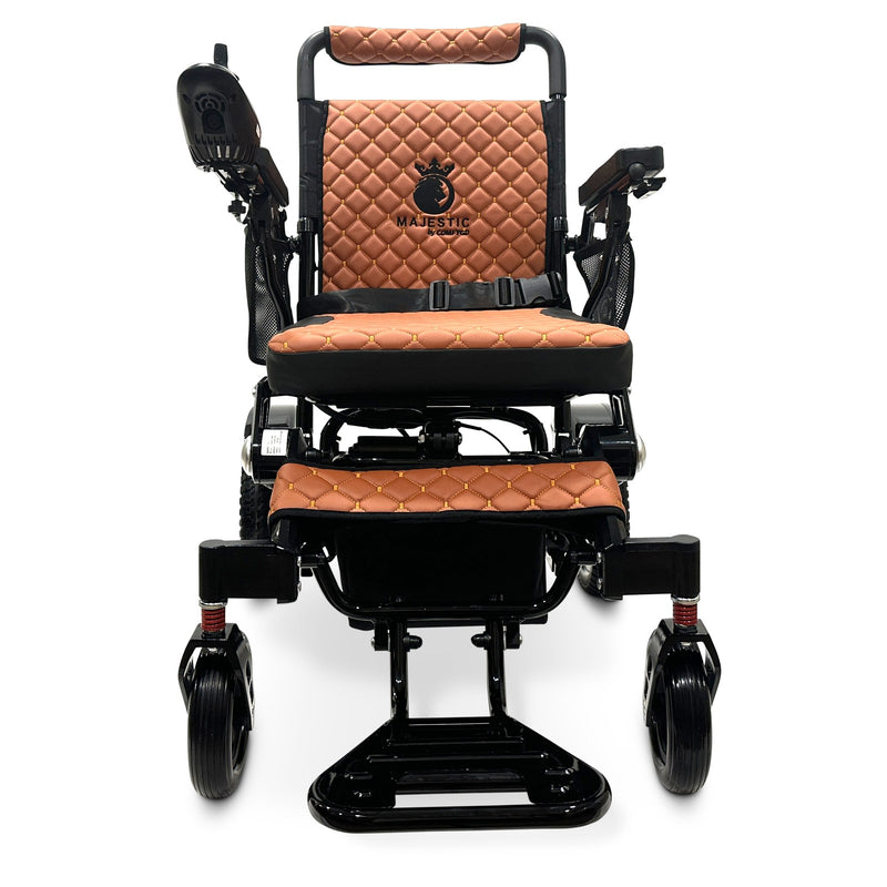 MAJESTIC IQ-7000 Classic electric wheelchair, black frame, taba cushion and backrest