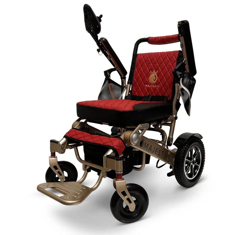 MAJESTIC IQ-7000 Classic electric wheelchair, bronze frame, red cushion and backrest
