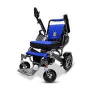 MAJESTIC IQ-7000 Classic electric wheelchair, silver frame, blue cushion and backrest