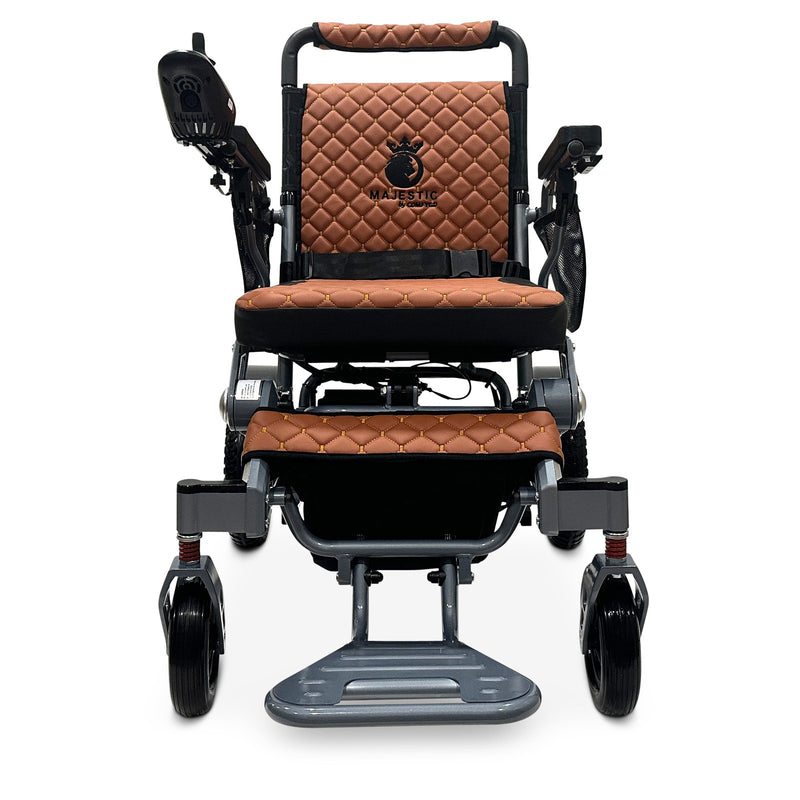 MAJESTIC IQ-7000 Classic electric wheelchair, silver frame, taba cushion and backrest