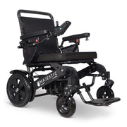 MAJESTIC 440 HD PLUS folding electric wheelchair, black, front three-quarter view with the chair facing right