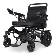 MAJESTIC 440 HD PLUS heavy-duty folding electric wheelchair, black, front three-quarter view with the chair facing left