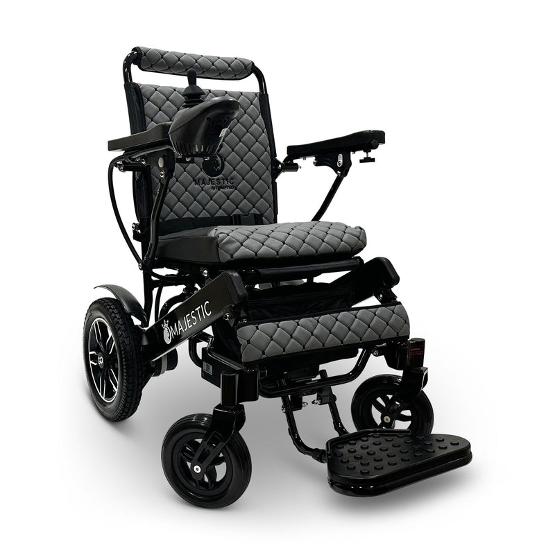 MAJESTIC IQ-8000 electric wheelchair, black frame, gray cushion and backrest