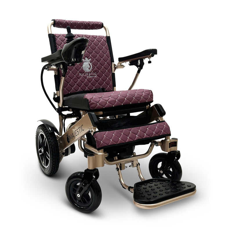 MAJESTIC IQ-8000 electric wheelchair, bronze frame, purple cushion and backrest