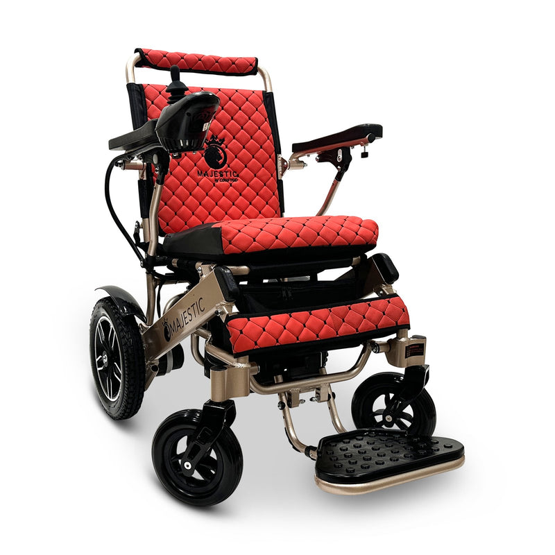 MAJESTIC IQ-8000 electric wheelchair, bronze frame, red cushion and backrest