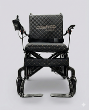 ComfyGo Phoenix Carbon Fiber Electric Wheelchair, black textile, angled front view