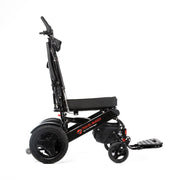 Travel Buggy City 2 Plus folding power chair, black, side view with both armrests raised