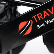 Travel Buggy City 2 Plus power chair, black frame with the Travel Buggy logo