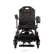 Travel Buggy City 2 Plus folding power chair, black, straight-on front view