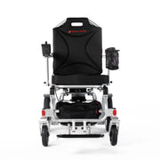 Travel Buggy City 2 Plus folding power chair, silver, straight-on front view