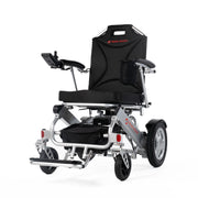Travel Buggy City 2 Plus folding power chair, silver, left-angle view