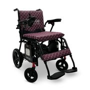 ComfyGO X-7 foldable electric wheelchair with purple cushion and backrest