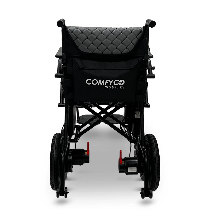 ComfyGO X-7 foldable electric wheelchair, rear view