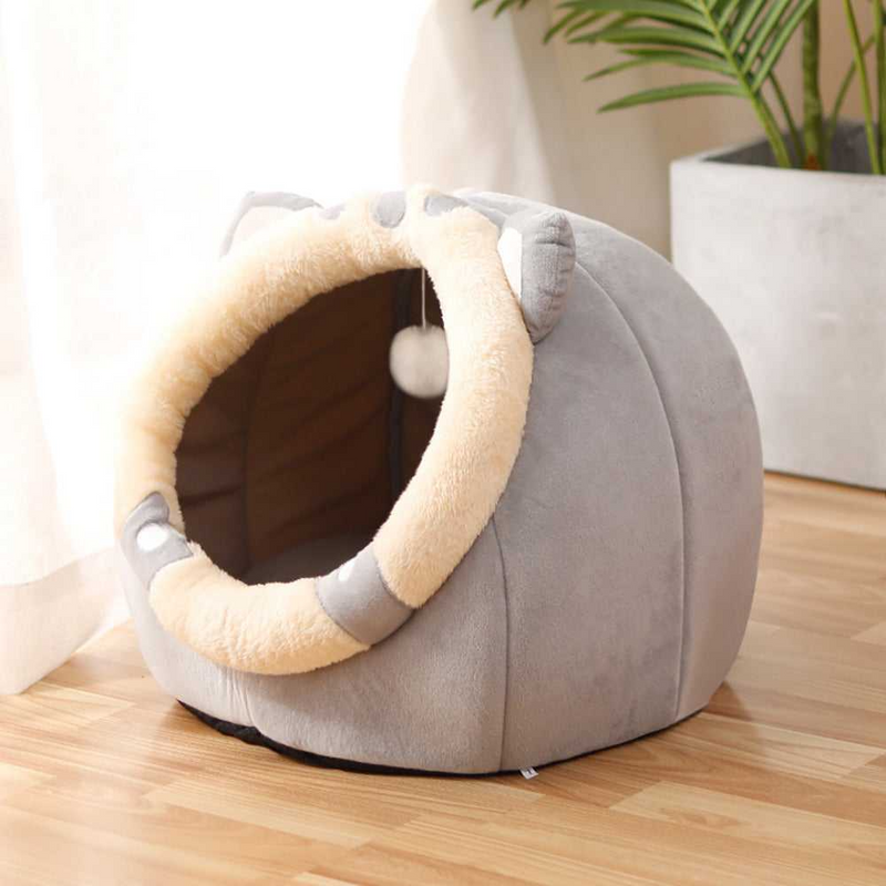 Cozy Cat Nest Bed – Soft Plush, Semi-Enclosed Design